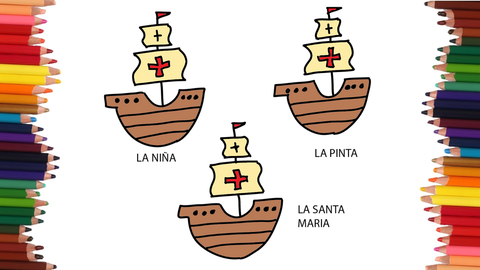 COMO DIBUJAR A LA NIÑA, LA PINTA Y LA SANTA MARIA